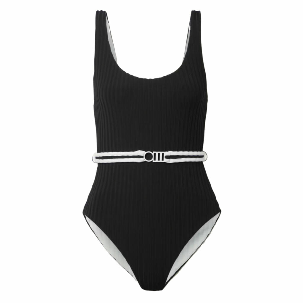 black recycled swimsuit with belt