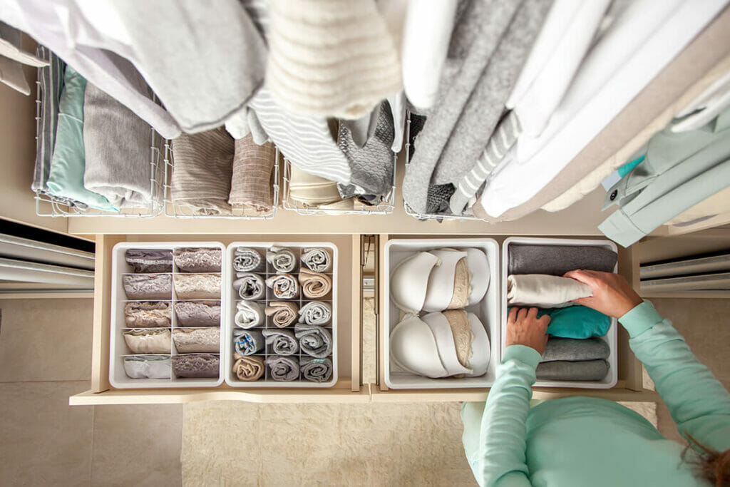 tidy, organised wardrobe