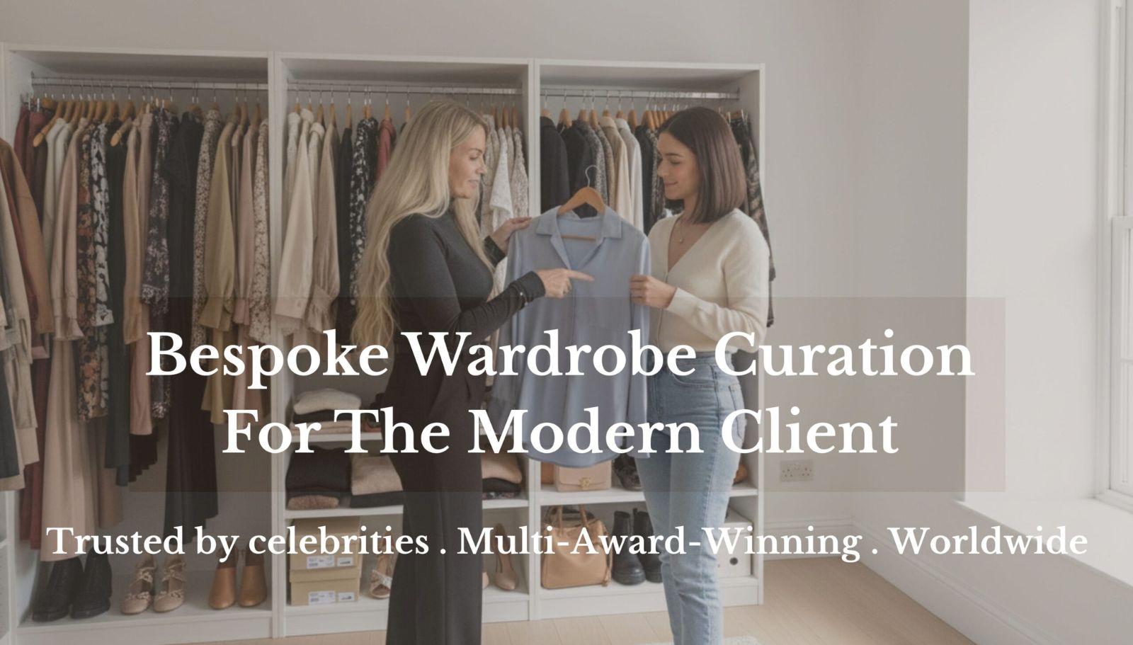Brighton based personal stylist Michelle Barrett with client during wardrobe edit